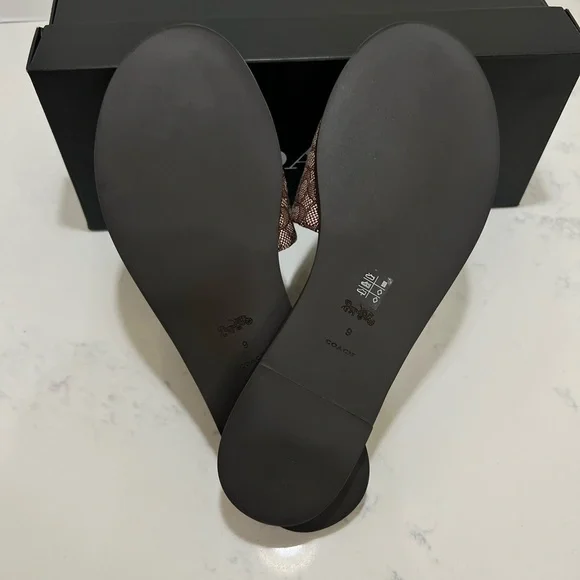 Coach Tan & Brown Signature Monogram Slide Sandals - Picture 9 of 12